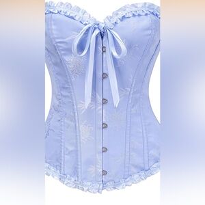 Elegant Blue Satin Corset with Ribbon Detail